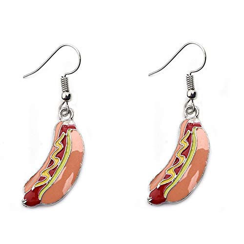 Mini Food Hook Earrings Creative Cute Pizza Hot Dog Cola Bottle Dangle Earrings for Girls(hot dog)