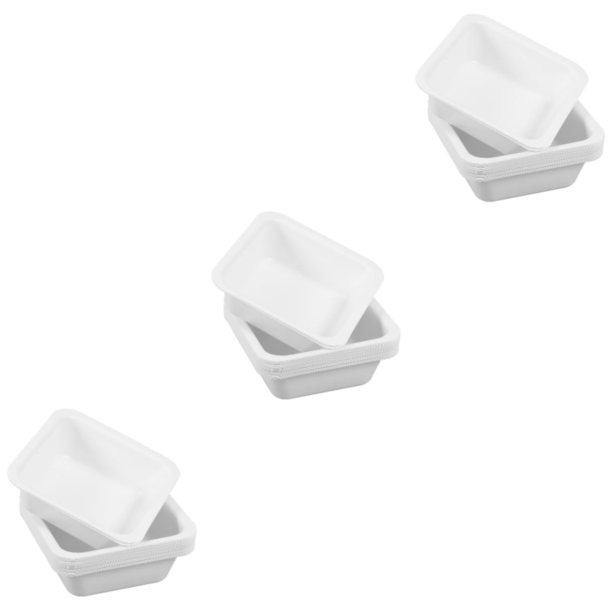 VILLFUL 60 Pcs Weighing Pan Weigh Boats Platter Foil Trays Sample Plates Lab Pour Boat Tray Scale Play Tin Small Weighing Trays Storage Trays Weighing Dishes Pans Charcuterie Plastic White