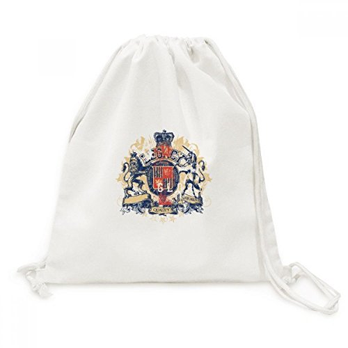 Sac à cordon en toile DIYthinker couronne lion rouge bleu voyage