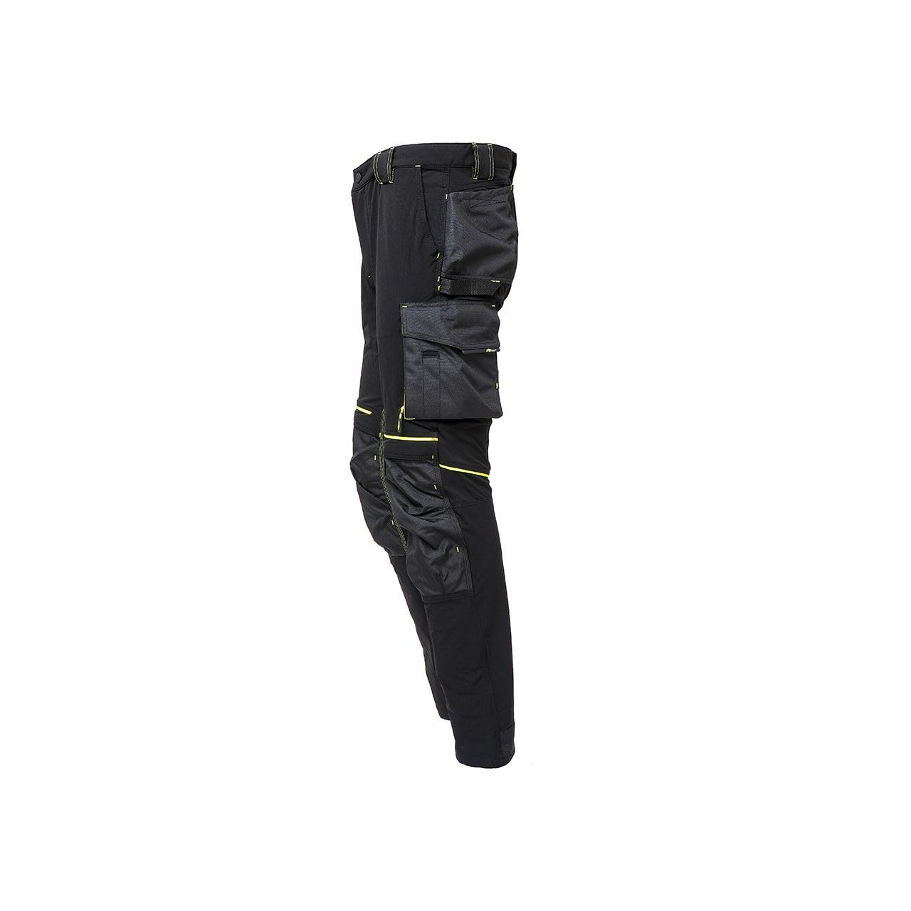Pantalone U-Power Performance, Modello Atom, Slim Fit Elasticizzato, con Multi_tasche Frontali e Laterali, Tessuto Traspirante, Elastico in Vita, Cerniera di Chiusura (BLACK CARBON_S)