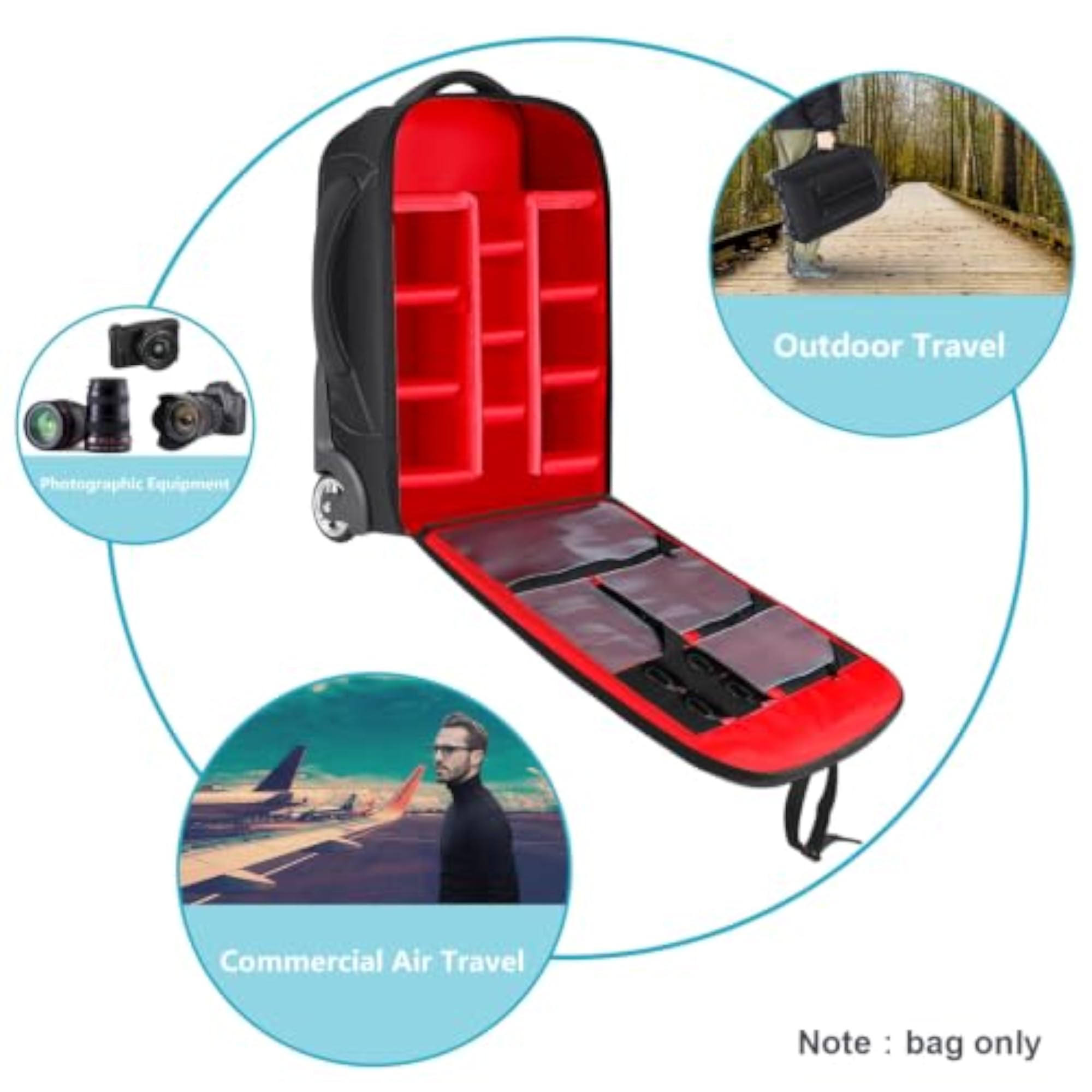 2-in-1 Convertible Wheeled Camera Backpack