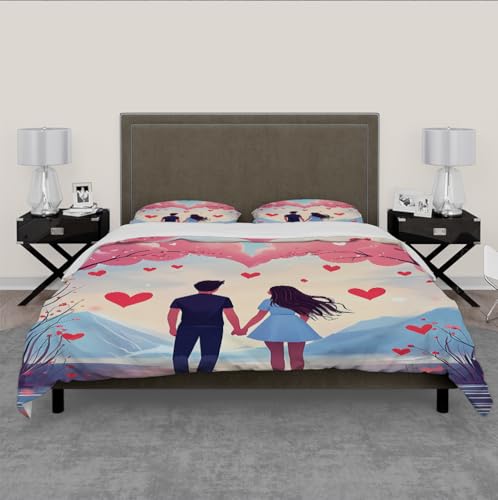 Housse de couette rose arbre en fleurs lit double romantique - 4