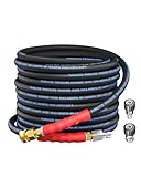 Purilitzs 3/8'' Pressure Washer Hose 50FT 4800PSI, Kink Resistant Power Washer Hose Steel Wire Braided with...