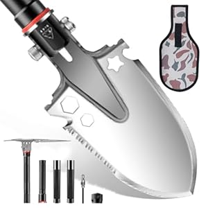 Tactical Survival Shovel, Portable Multifunctional Folding Camping Shovel, Unbreakable Military Spade with Pickaxe, Survival Gear and Equipment for Backpacking Hiking Car Emergency