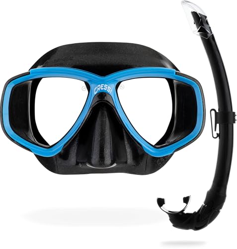 Cressi Perla+Mexico Combo Black/Blue-Conjunto Perla con Máscara y Tubo México para Buceo y Snorkel, Negro/Azul, Taille Unique, Unisex