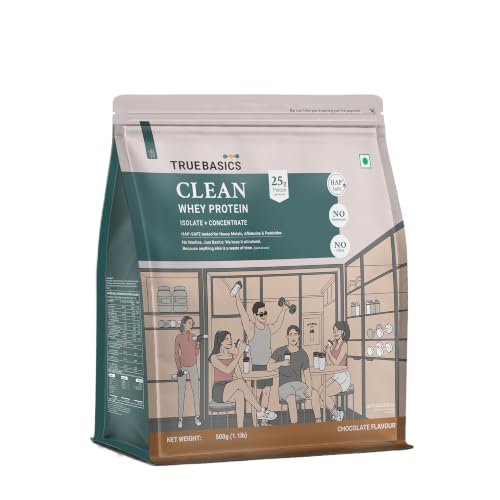 Image of TrueBasics Clean Whey Protein Powder Blend, Chocolate, 500g