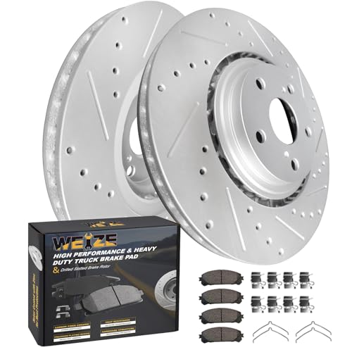 WEIZE Front Brake Rotor Kit Carbon Fiber Ceramic Brake Pads Disc Replacement for Toyota Sienna...