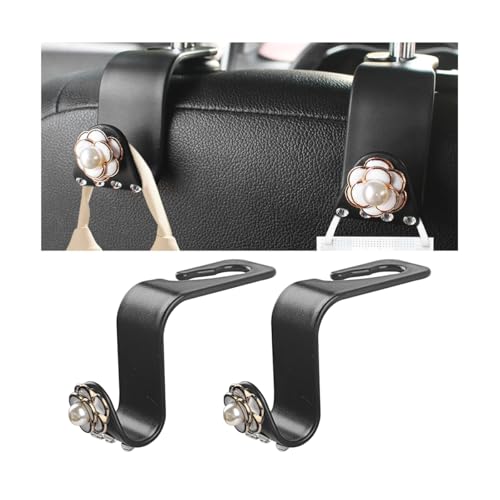 Bittwee Bling Car Seat Headrest Hook, 2PCS Crystal Rhinestone Vehicle Purse Bags Holder, Diamond Automotive Interior Backseat Storage Hanger Accessories, Universal for SUV, Sedan, Truck (White)