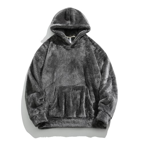 Men's Fuzzy Sherpa Hoodies Oversize Cozy Hooded Pullover Fleece Fashion Fall Winter Outwear Hoodies Sweatshirts with Pocket2