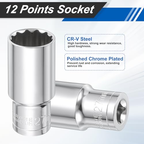 Clé à douille 27mm 1/2 pouce longue pour débloquer les boulons auto - 6