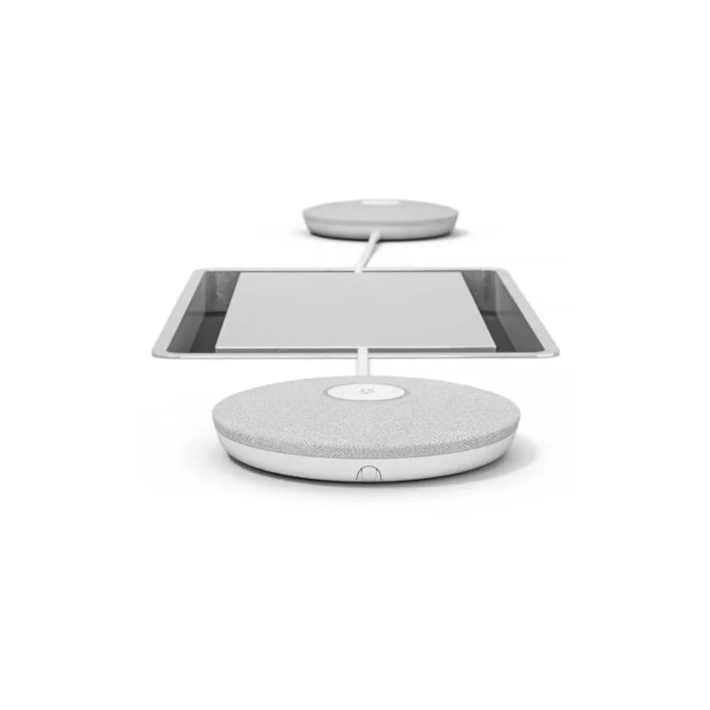 Logitech Rally Mic Pod – Quatre microphones omnidirectionnels de formation de faisceau, filtre AI, détecteur d'activité vocale, annulation d'écho acoustique, chaînable, câble de 2,95 m, blanc (952