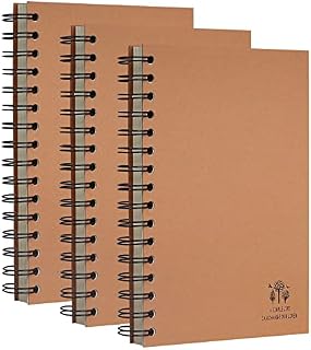 3 Pack A5 Blank Wirebound Notebook 300 Pages 150 Sheet, A5 Spiral Sketch Notepad Sketchbooks 80g Paper, Kraft Cover A5 Sketch Book Blank Page Journal Drawing Books for School Office Home