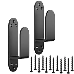 AMZFINE Door Barricade Brackets Heavy Duty Suit for 2x4 Lumber 2pcs Security Door Bar Holder Brackets Black
