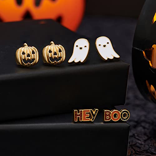 CLASSYZINT Halloween Earrings For Women Pumpkin Ghost Witch Bat Spider Skull Dangle Earrings Purple Orange Black Earrings2