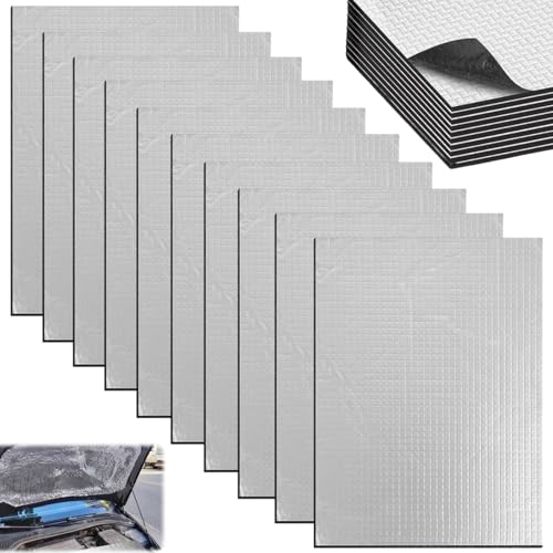 Alfombrillas Aislantes Coche,10pcs Aislante Termico Alfombrillas Aislantes,Aislante Térmico Acústico Insonorización Coche,Aislante Acustico Coche,Insonorizacion Coche Forro Aluminio Papel Adhesivo