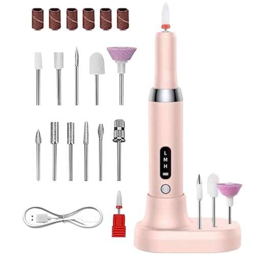 Archivo de uñas eléctrico - Taladro de uñas eléctrico | Archivos de uñas recargables portátiles | 3 modos de taladro de cordón recargable | Pulidor de uñas con base de carga | Tampón ung