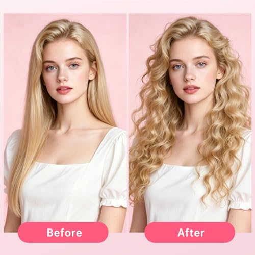 Image of Hahahope 1 Inch Ceramic Curling Wand, Long Barrel Hair Curler for Medium to Long Hair, Clamp-Free for Loose Waves, 2 Heat Settings, Dual Voltage 100-240V, Professional Hair Curler with Glove
