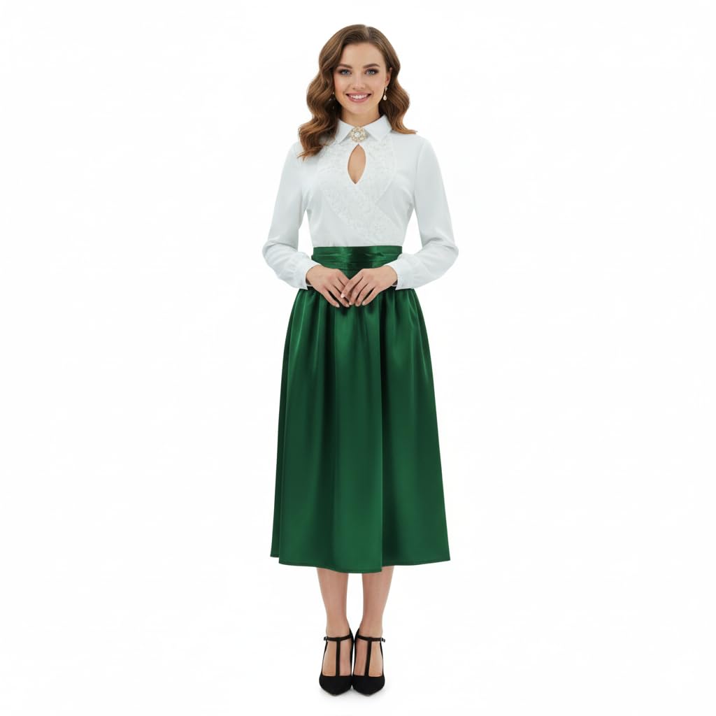 Ellen Costume Christmas Vacation Ellen Shirt Skirt Brooch Set Vintage Dress for Women