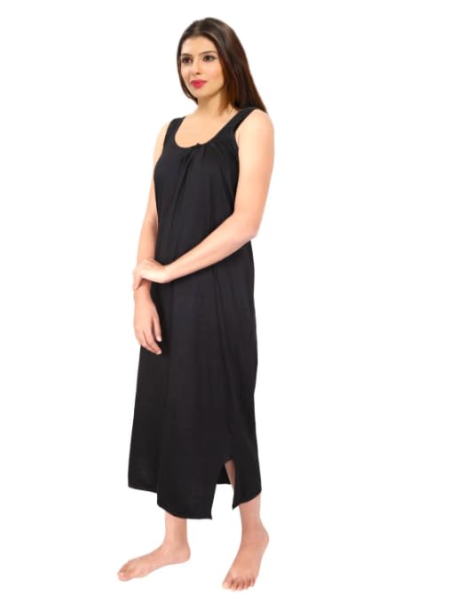 Image of Women's Sleeveless Maxi Night Dress, Spaghetti Strap Nighty, Comfortable Sleepwear Pack of 2