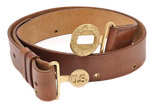 WW2 Style US Officers Leather Belt with Wreath
