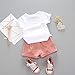 2Pcs/Set Fashion Toddler Baby Girls Clothes Watermelon T-Shirt + Solid Color Shorts with Belt Cute (A-Pink, 2-3 Years)