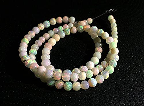 Opale d'Éthiopie perles rondes 4mm 5mm fil de pierre naturelle 16.5" pour création bijoux DIY