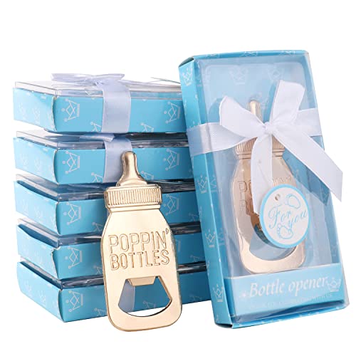 24 pcs Bottle Opener Baby Shower Favors for Guests, Poppin Bottle Openers for Baby Shower Favors,Gifts,Decorations and Souvenirs,Baby Shower Souvenirs Party Supplies Decoration (Baby Blue, 24)
