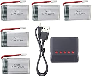 ZYGY 5PCS 3.7V 600mah Lipo-Battery with 5 in 1 Charger for MJX X708 X708W X709 UDI U45 U45W U42 U42W SYMA X5C X5SW X5SC S5 S5C S5W E32HW SS40 FQ36 T32 T5W H42 CW4 RC Quadcopter Drone battery