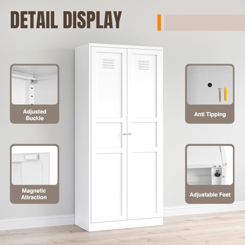 image for Yizosh Metal Storage Cabinet with 2 Doors and 5 Adjustable Shelves - 7