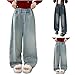 Boys Girls Fashion Jeans Youth Cargo Pants Baggy Y2K Denim Trousers Jean Wide Leg with Pockets (Dark Blue, 5-6 Years)