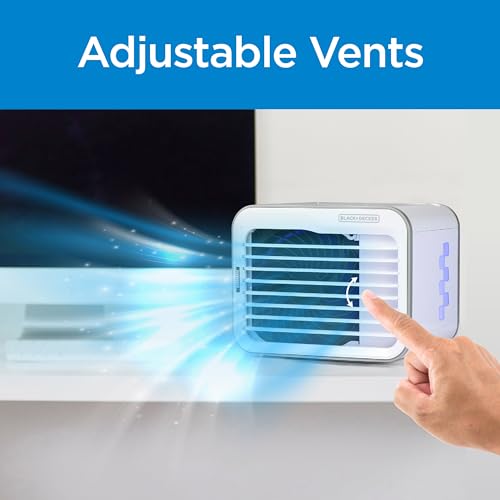 BLACK+DECKER Desktop Air Cooler, Personal Portable Fan with 3-Speeds, Evaporative Air Cooler with 0.5L Water Tank, Air Cooler Fan for Desk, Home, Office, Bedroom, and more, BDMC10, White/Gray by BLACK+DECKER - Image 4