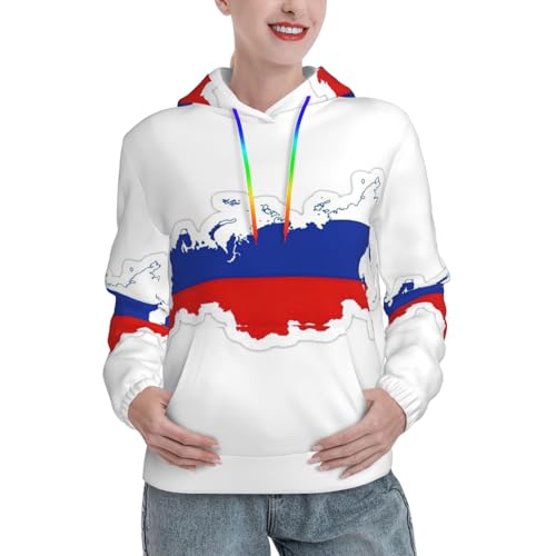 Sweat à capuche carte Russie pour femme avec poche kangourou