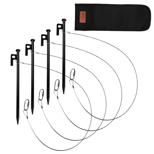 Stakes for Trap with Wire Rope Heavy Duty Stakes with Storage Bag Forged Steel Pegs for Different Trap Prevention of Towing