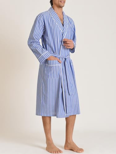 Latuza Men's Woven Cotton Robe Long Sleeves Bathrobe2