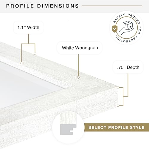MCS Studio Gallery 16x20 Poster Frame White Woodgrain, Vertical & Horizontal Wall Hanging Large Picture Frame for Photos, Posters & Art Prints (1-Pack)