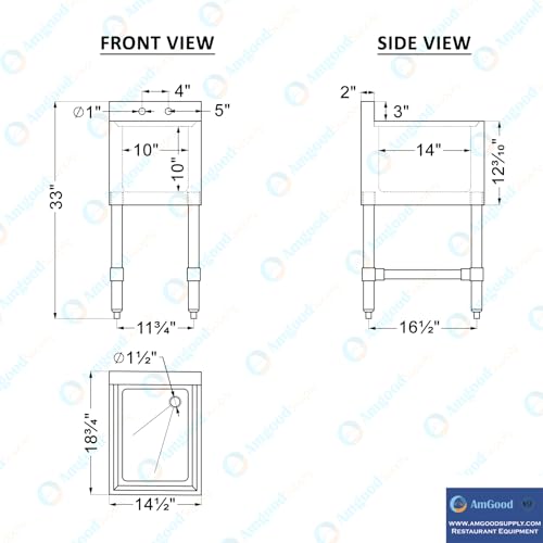 Image of 14.5 in. x 19 in. One Compartment Stainless Steel Under bar Sink