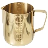 FUNNETOYU Edelstahl Milchaufschäumer Kännchen mit Messskala Frother Pitcher für Espresso und Kaffee Robustes Milchkanne mit Griff für Latte Art und Milchschaumzubereitung