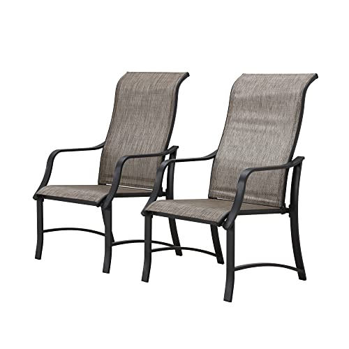 Image of LOKATSE HOME Patio Dining Chairs with High Backrest Teslin Bar Set of 2 Outdoor Metal Furniture for Garden Patio Pool Yard