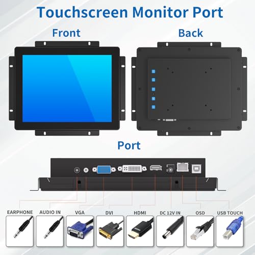 Image of 9.7 Inch Open Frame Touch Monitor, PCAP 10-Point Touch Industrial Touchscreen Monitor, with HDMI /VGA /DVI Interface, Active Matrix TFT LCD,LED Backlight, with VESA Mount