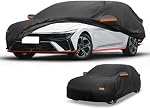 Car Cover Waterproof All Weather Sun Rain Protection Full Exterior Cover for Hyundai Elantra Black with Left Side Zippers