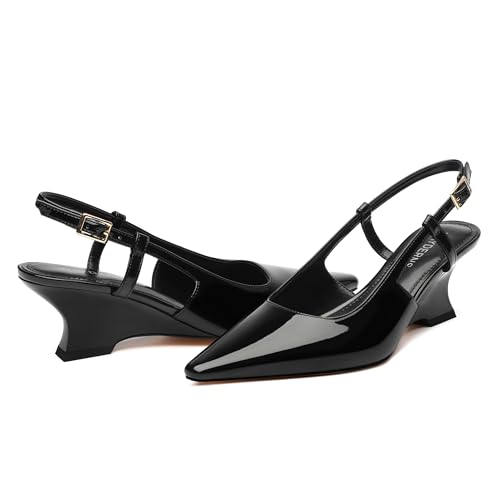 WAYDERNS Closed Toe Wedge Heels for Women Sling Back Wedge Heels Square Toe Women's Wedge Pumps Slingback Heel Dress Shoes for Office Evening Prom Wedding 2 Inch3