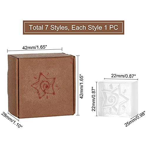 PH PandaHall 7 Style Stamping Mold Imprint Stamp, Resin Flower Star Heart Soap Chapter Imprint Stamp for DIY Handmade Soap Supplies Envelope Invitation Party Favor Craft Art Gift