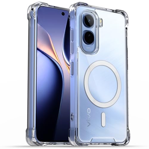 Image of Pikkme Back Cover for Vivo T5 Pro 5G Mag-Safe Shockproof PC + TPU | Protective Case Magnetic Support | Bumper Case (Transparent Mag-Safe)