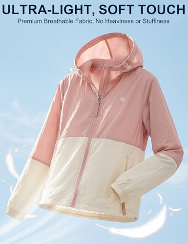 Image of Venzina Women's Loose- Fit Sun Protection Hoodie -UPF 50+ Ultra-Lightweight Wind-Resistant Jacket with Elegant Color-Block Design, Packable & Quick-Dry for Travel, Hiking & Daily Outdoor