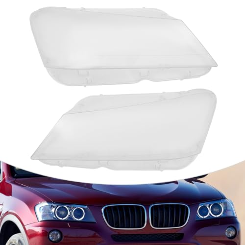 YINZINR for BMW X3 F25 2011-2014 Headlight Lens Covers Pair, Clear PC Replacement Left + Right Set, Direct Fit Housing Covers
