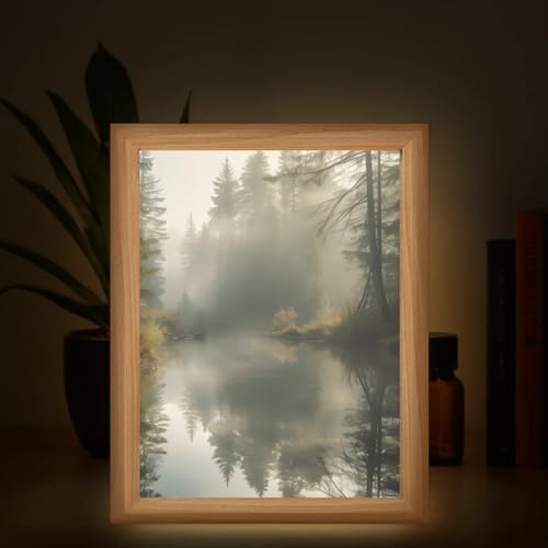 Light Up Painting, Mystical Forest Wall Art Picture Light Retro Forest Light Up Desktop Art Decor, 10 Brightness, USB Powered, 3 Lighting Modes, Anxiety Relief Gift for Bedroom Home - Without Frame