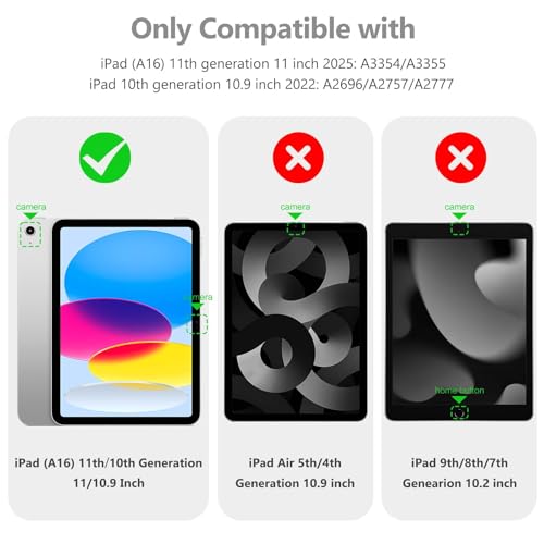 Image of Wenlaty Compatible with iPad (A16) 11th Generation Case 11 Inch 2025, for iPad 10th Generation Case 10.9 Inch 2022 with Pencil Holder, Trifold Stand Protective Clear Back, Auto Wake /Sleep, White