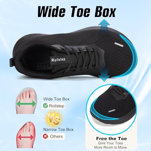 Wide Toe Box Shoes Women Sneakers Extra Wide Width Arch Support Non-Slip Tennis Athletic Ultralight Running Shoes for Women Walking Diabetic Plantar Fasciitis Footwear 6-122