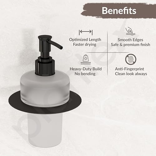 Image of Plantex Liquid Soap Dispenser for Bathroom /Stainless Steel Glass Shampoo Dispenser /Hand wash /Bathroom Accessories - Pack of 1 (Black)