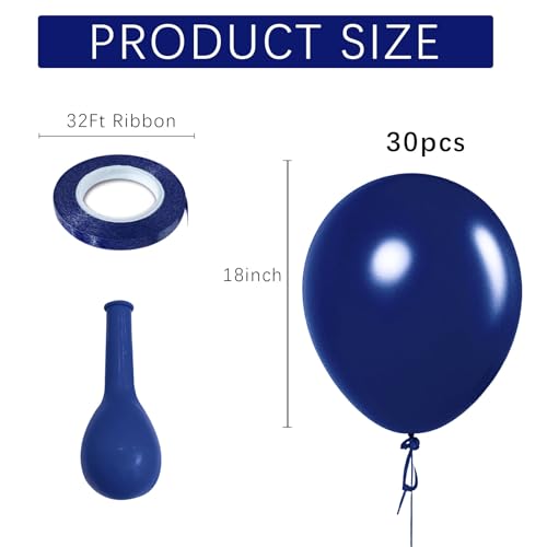 Image of Navy Blue Balloons Latex Party Dark Blue 30 Pack 18 inch Round Navy Balloons for Wedding Graduation Birthday Party Backdrop Decorations